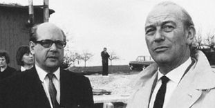 Ottomar Domnick und Paul Stohrer auf der Baustelle in Nürtingen 1967