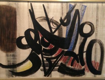 Sammlung Domnick, Ausschnitt aus Hans Hartung T 1948-18 («Formes noires») 1948, Foto:  Staatsanzeiger für Baden-Württemberg, Anja Stangl 