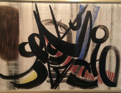 Sammlung Domnick, Ausschnitt aus Hans Hartung T 1948-18 («Formes noires») 1948, Foto:  Staatsanzeiger für Baden-Württemberg, Anja Stangl 